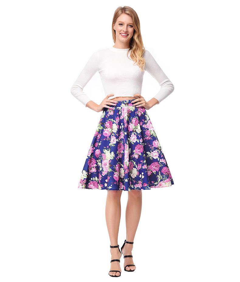 SZ60139-4 Long Sleeve Crop Top & Off Blue High-Low Skirt